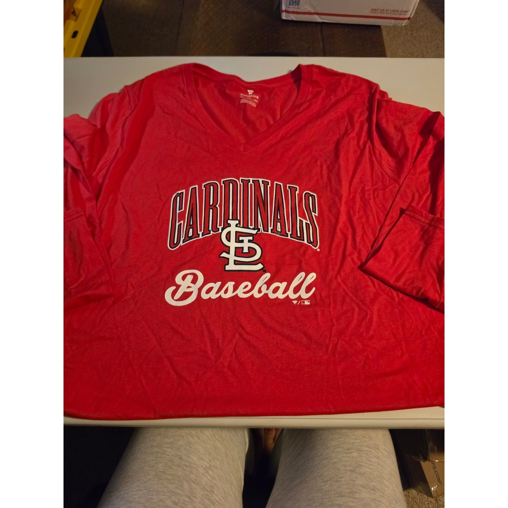 Fanatics St Louis Cardinals MLB Womens Red Long Sleeve V-Neck T-Shirt 3XL